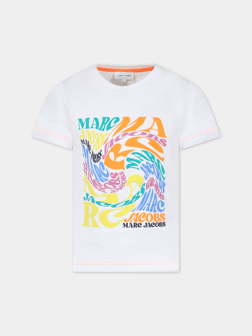 White t-shirt for boy with logo print